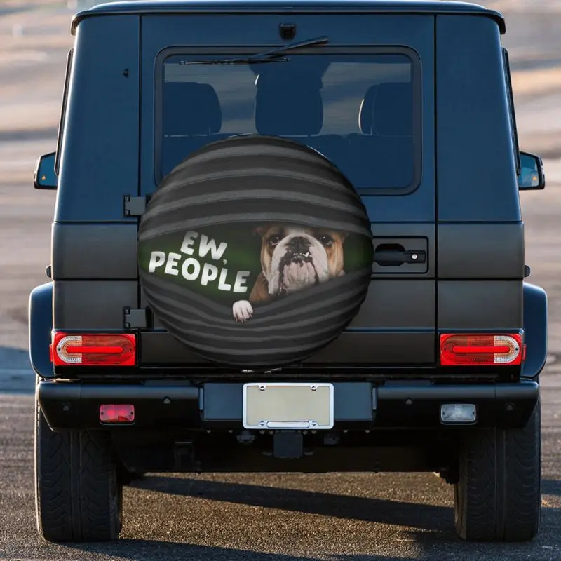 Funny Bulldog Spare Tire Cover for Mitsubishi Pajero Dog Lover SUV RV Trailer Car Wheel Protectors 14\
