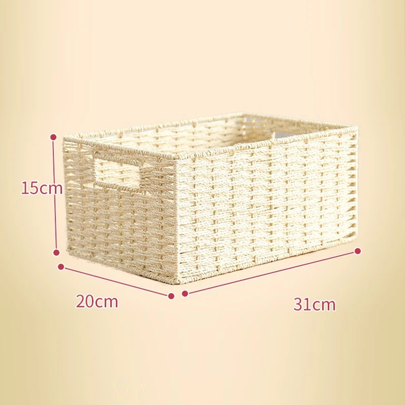 Woven Storage Basket Basket With Built-In Handle Paper Rope Basket
