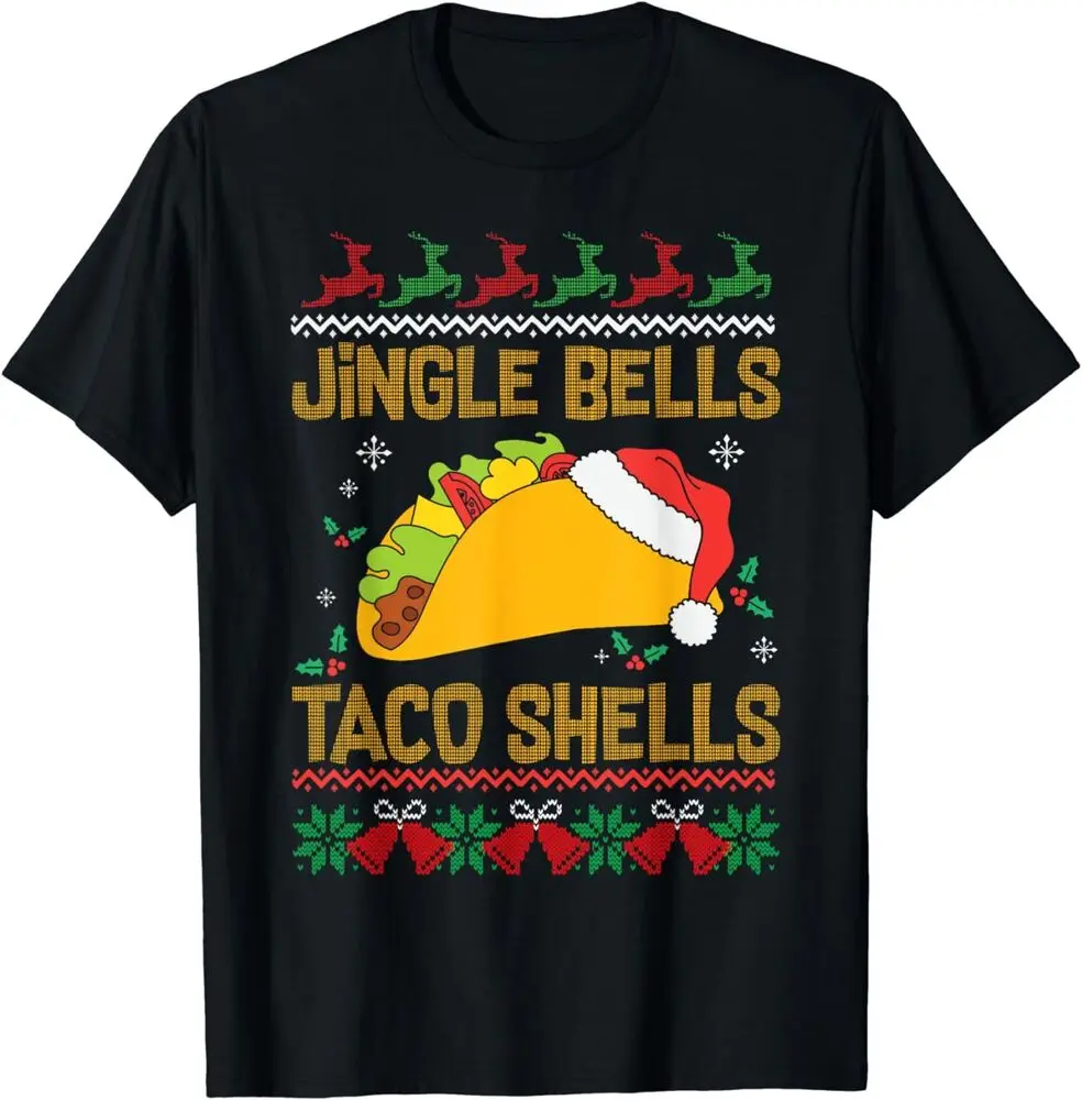 Ugly Christmas Fast Food Joke Jingle Bells Taco Shells T-Shirt  Tees High Quality 100%Cotton Short Sleeve