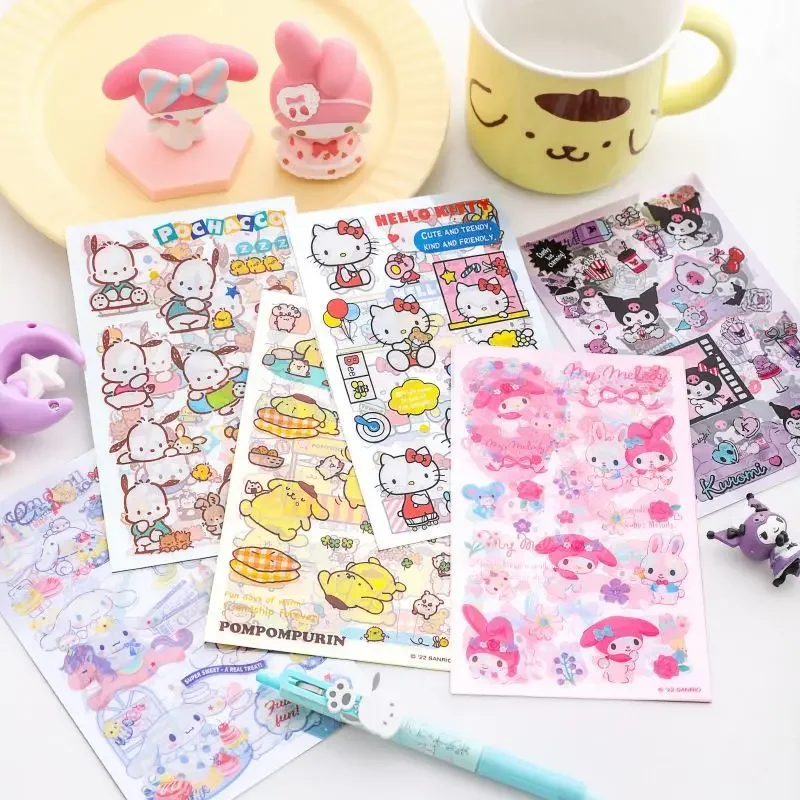 Sanrio Kawaii Cute Children's Toys Hello Kitty Kuromi My Melody Cell Phone Case Laptop Luggage Water Cup Stickers Wholesale