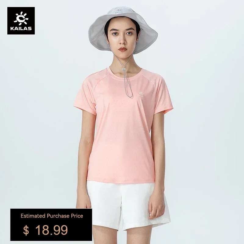 

KAILAS Summer Short Sleeve T-shirts for Women 2024 New Crew Neck Tee Outdoor Sports Solid Patchwork Breathable Tops KG2227602