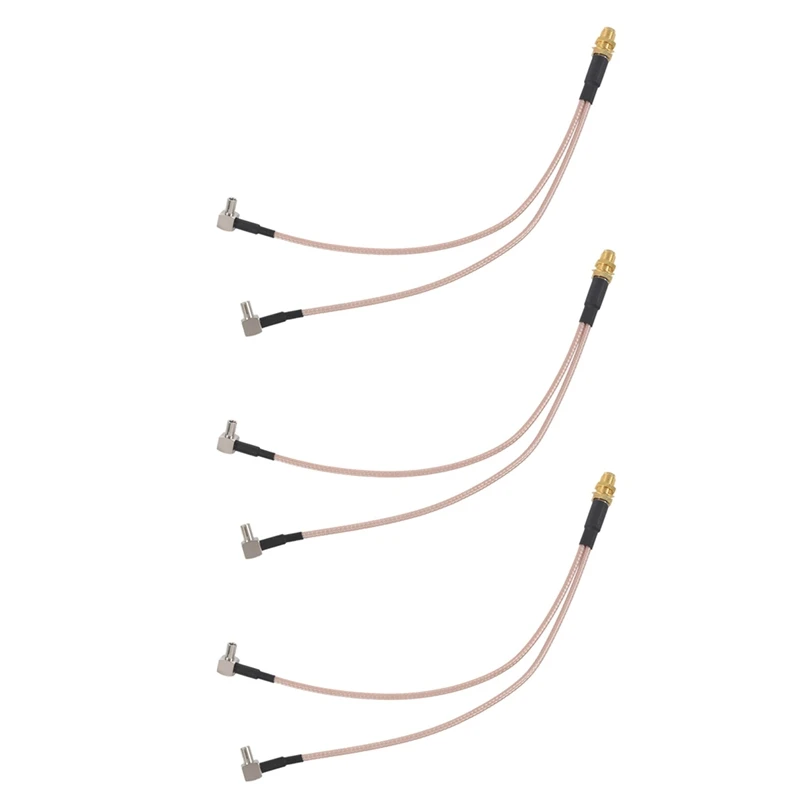 ABSE-3Pcs 8 Inch SMA Female To Y Type 2 X TS9 Angle Male Connector Splitter Combiner Cable,Gold&Silver