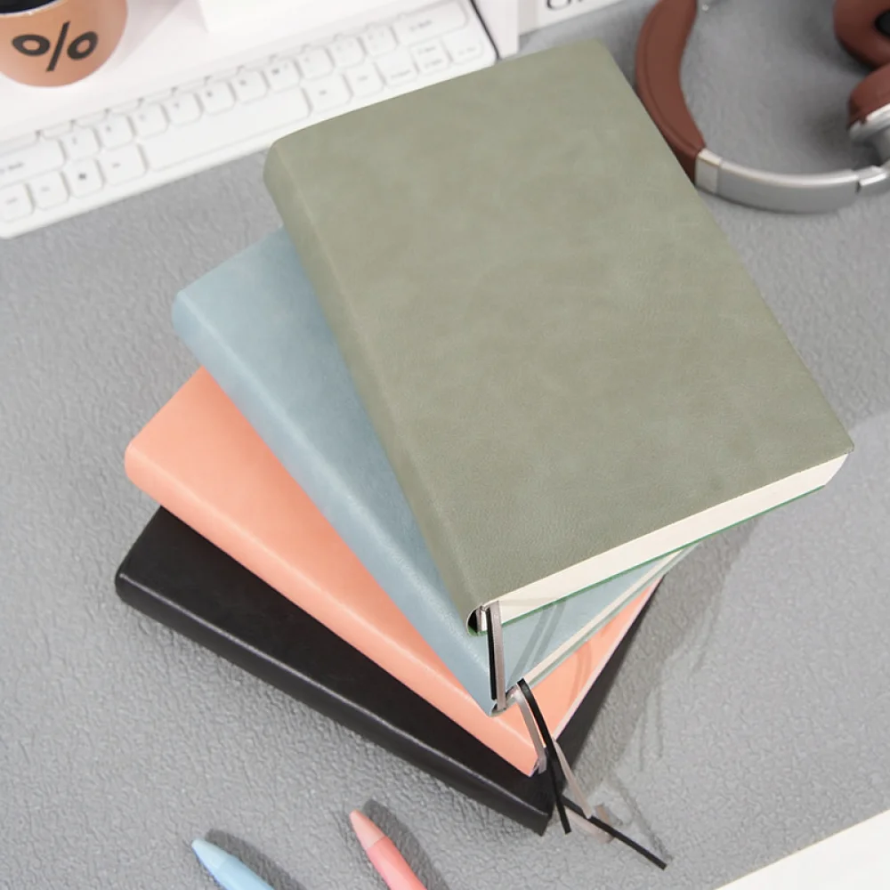Thick A5 Notebook PU Leather Journal Office Business Planner Stationery Writing Notepad Meeting Record Daily Diary Gift