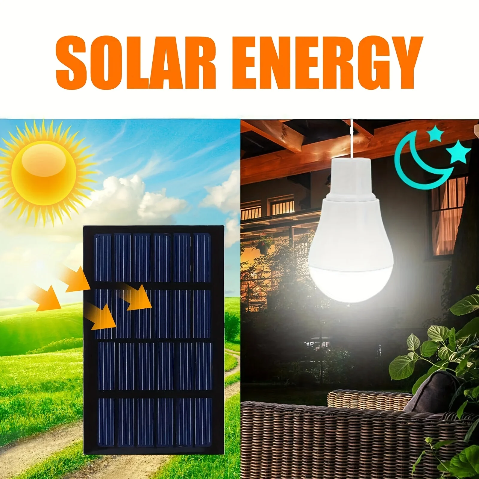 1pc Solar Ball Bulb LED Hook Rope Bulb Emergency Light Beach Light Outdoor Camping Night Market Stall For Villa Garden Courtyard