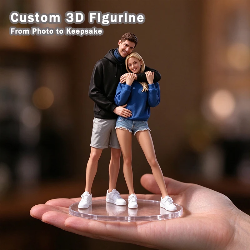 Custom Photo 3D Printed Human Figurine Personalized Resin Portrait Statue Handmade Mini Figure Family Memorial Keepsake Desktop