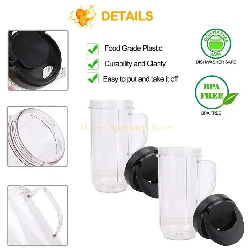 D0AB 2x licuadora parte repuesto 22 oz con reemplazo tapa parte superior para llevar para accesorio