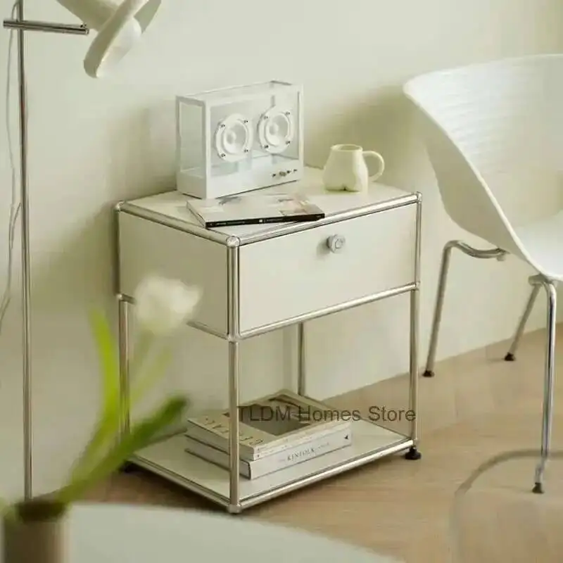 الفولاذ المقاوم للصدأ الحد الأدنى الإطار منضدة القرون الوسطى أثاث غرفة نوم حديثة السرير وحدة تخزين الصلب التلفزيون خزانة جانبية الجدول ز #5