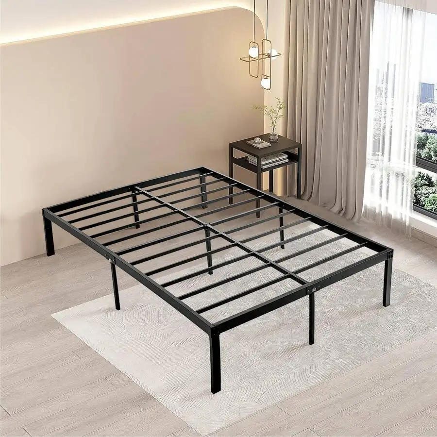 Metal Bed Frame, Reserve Hole For Headboard, 14.2-Inch