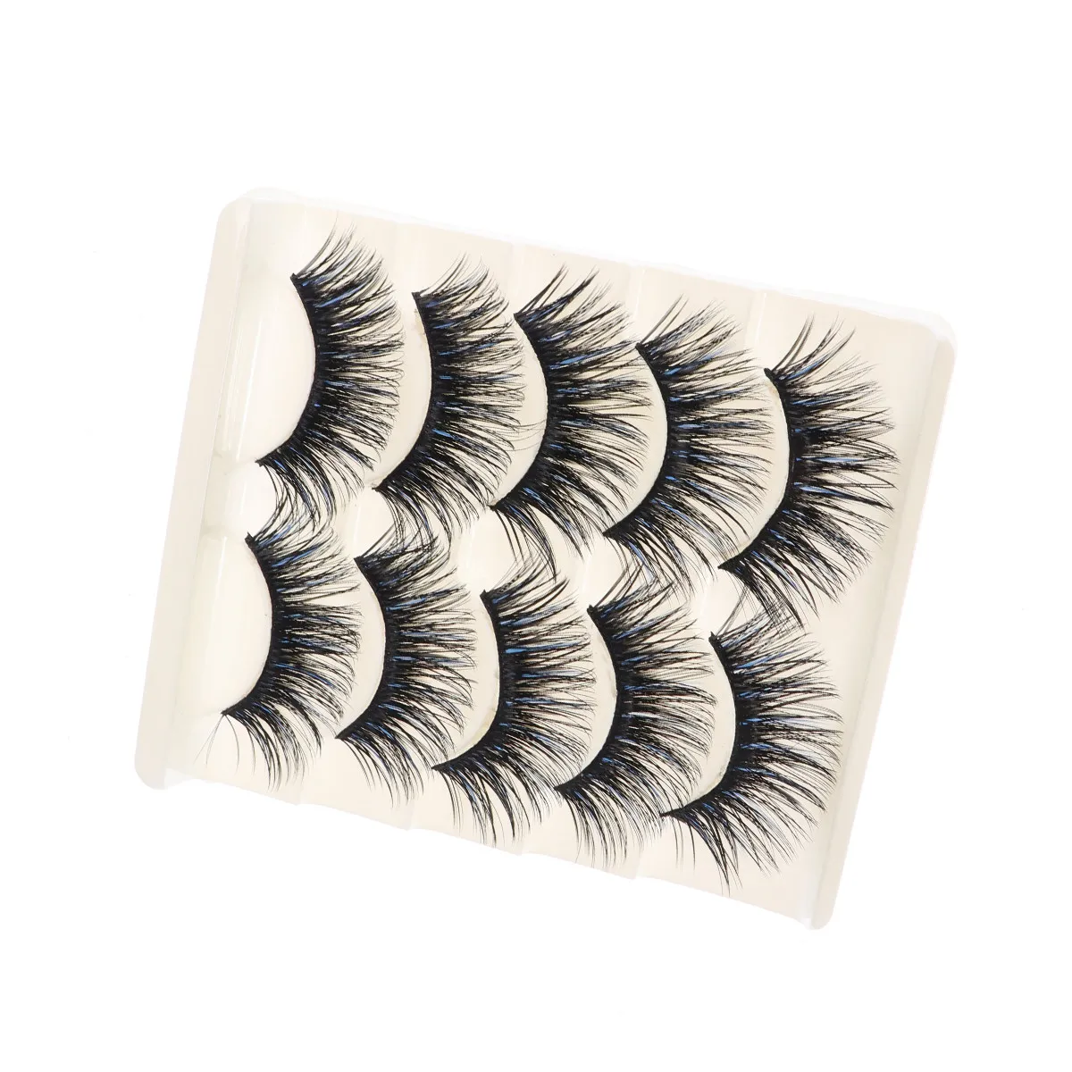 5Pairs Fake Eyelashes High-Grade Fiber Long Thick Natural Artificial Lashes for Daily Stage Makeup Bright Eyes