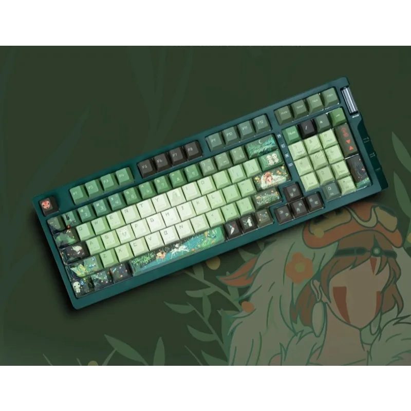 Anime P-Princess M-Mononoke Themed Green PBT Keycaps for Mechanical Keyboards 141/137