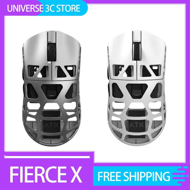 Atk feerce x mouse modo duplo sem fio leve liga de magnésio mouse para jogos personalizado paw3950 8khz oco para fora ratos acessório do pc