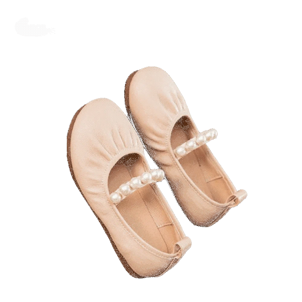Zapatos de cuero a la moda para niños, zapatos de princesa de suela blanda con perlas, zapatos planos informales ligeros sin cordones para niños, otoño