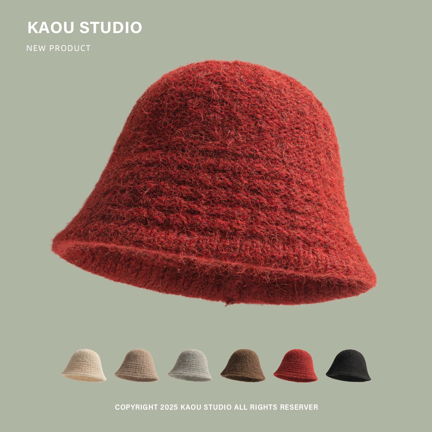 

Korean Retro Knitted Bucket Hat Women Autumn Winter New Wool Knitted Basin Hat Shows A Small Face and A Versatile Bucket Hat
