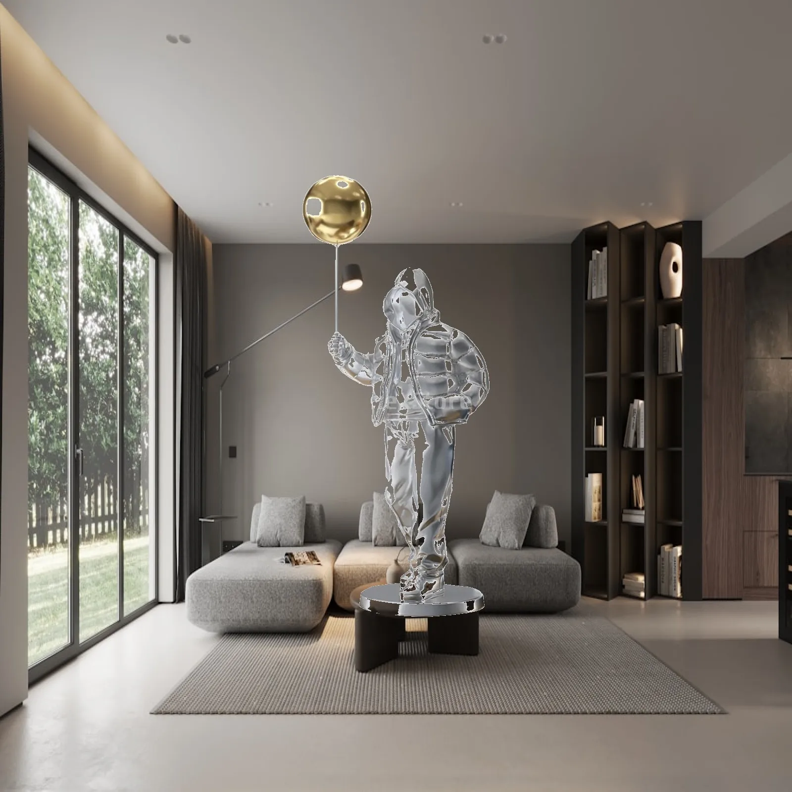 Originality Balloon Boy Figure Statue Abstract Originality Landing Artwork Sculpture Figurine Nordic Style for Bookshelf