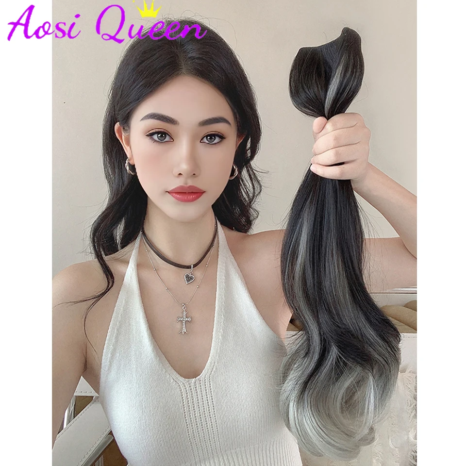 AS Wig Piece Female One Piece Big Wavy Long Curly Hair Increase Volume Fluffy Simulation Highlighting Hair Extension Piece