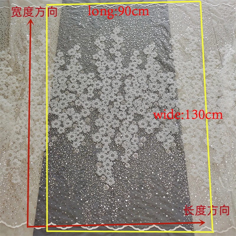 New Heavy Industry Luxury Embroidery Nail Pearl Sequin Lace Fabric Fabric DIY Wedding Dress Kids Dress Designer Fabric