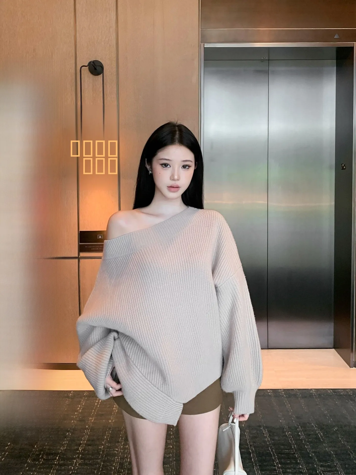 

Buleng Women's Sweater One-oulder Design Sensation Long Sve Regular Thi Autumn Pure Color Commute Sle Loose pe