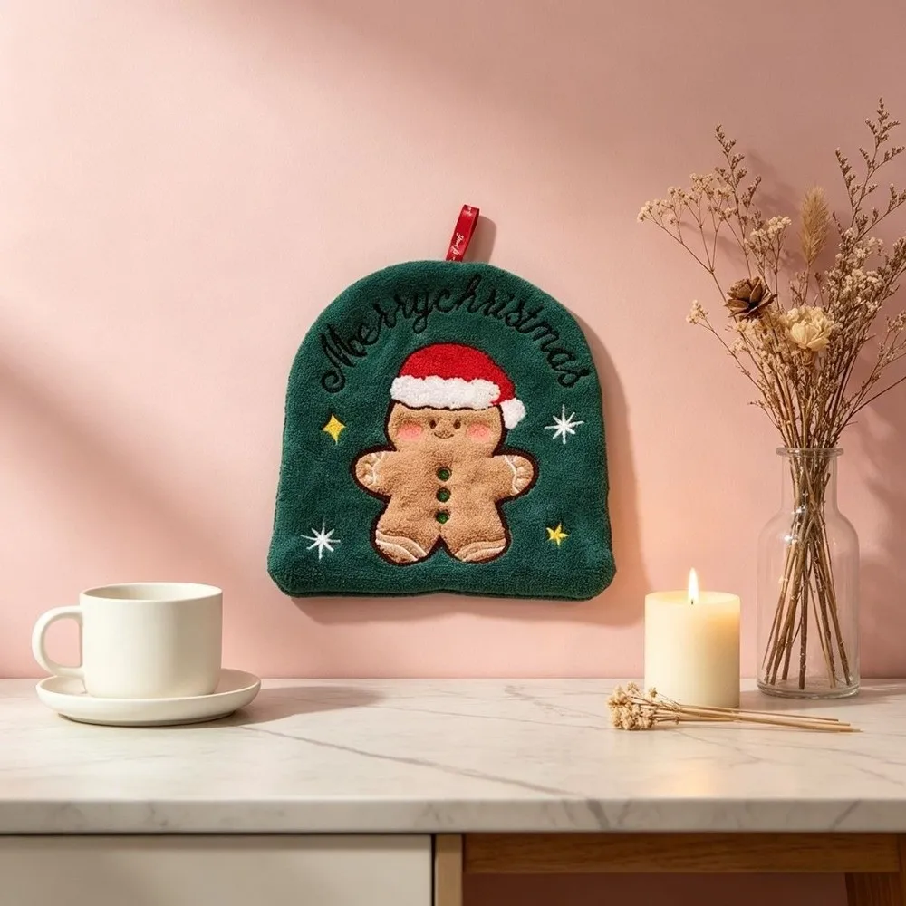 Water Absorption Christmas Hand Towels Quick-drying Hanging Christmas Tree Handkerchiefs Coral Fleece Hanging Wipes Xmas Decor