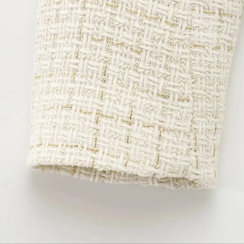 SMVP الخريف الشتاء النساء تويد واحدة الصدر سترات أنيقة معطف طويل الأكمام منقوشة سترة امرأة الملابس الملابس في الهواء الطلق سيدة