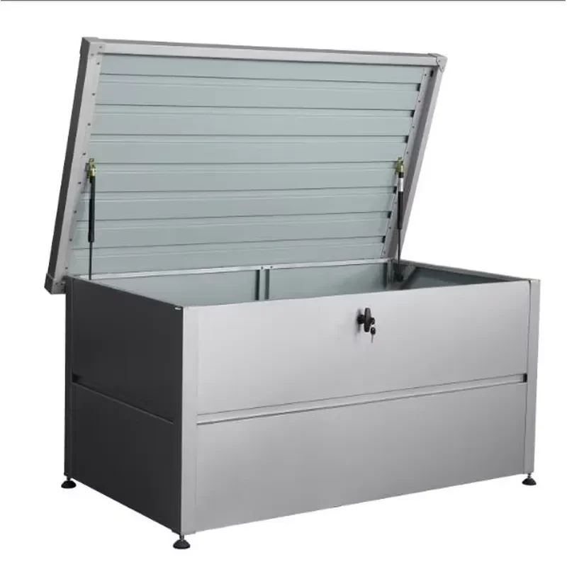 Waterproof Garden Storage Box Large Capacity Outdoor Cushion Holder with Sturdy Metal Frame for Patio Deck Furniture