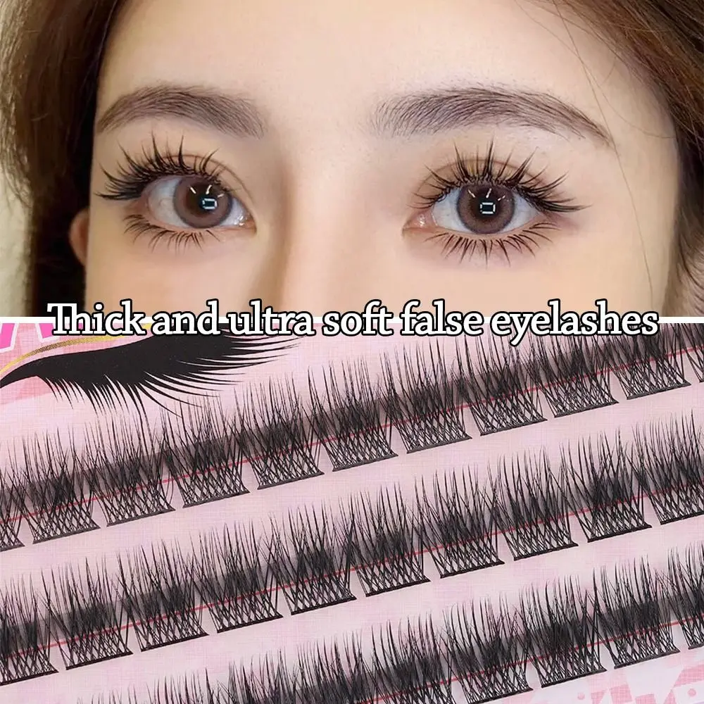 42 クラスター/ボックス太字定義つけまつげボリュームのあるまつげ効果結び目/結び目なしフェイクミンクヘア手作りナチュラルロング