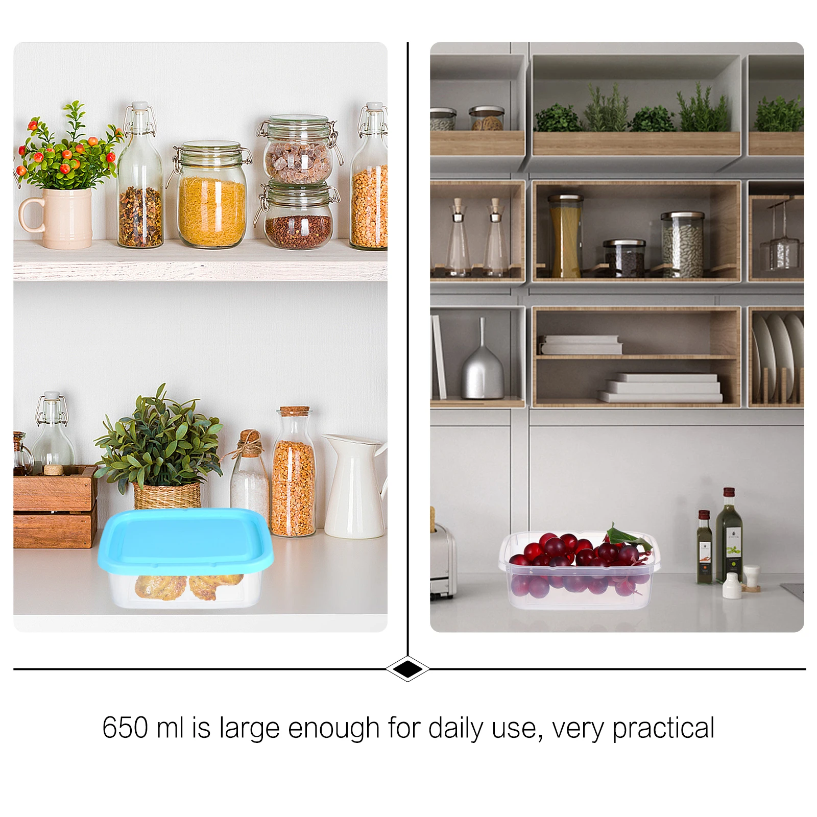 

6 pcs Sealing Food Storage Box 600ml Vegetable Fruit Container Strong Mold Proof Easy Clean Reusable