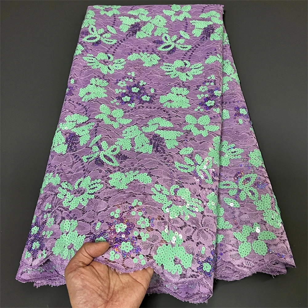 

African Sequin Lace Fabric with Sequins, French Mesh, Nigerian Tulle, Party, Latest, 2023, hz1261
