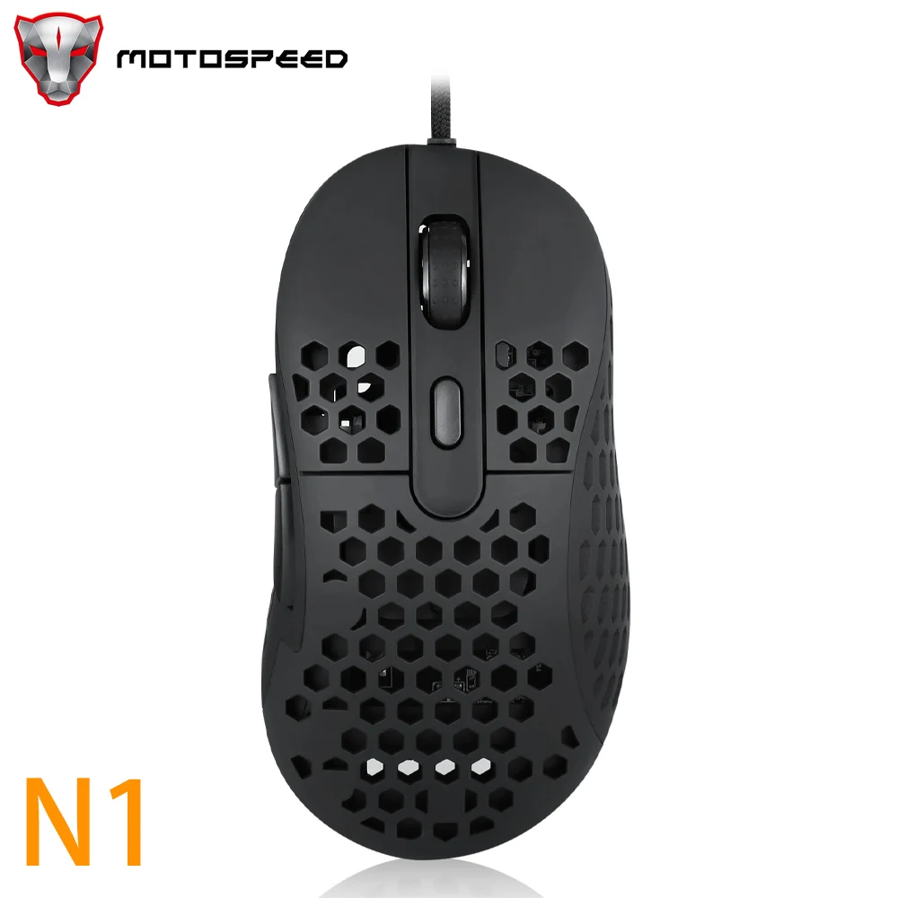 

Motospeed N1 Lightweight Gaming Mouse USB Wired 6400DPI PMW3389 Optical Ergonomics Honeycomb Shell Computer Mouse Gamer For PUBG