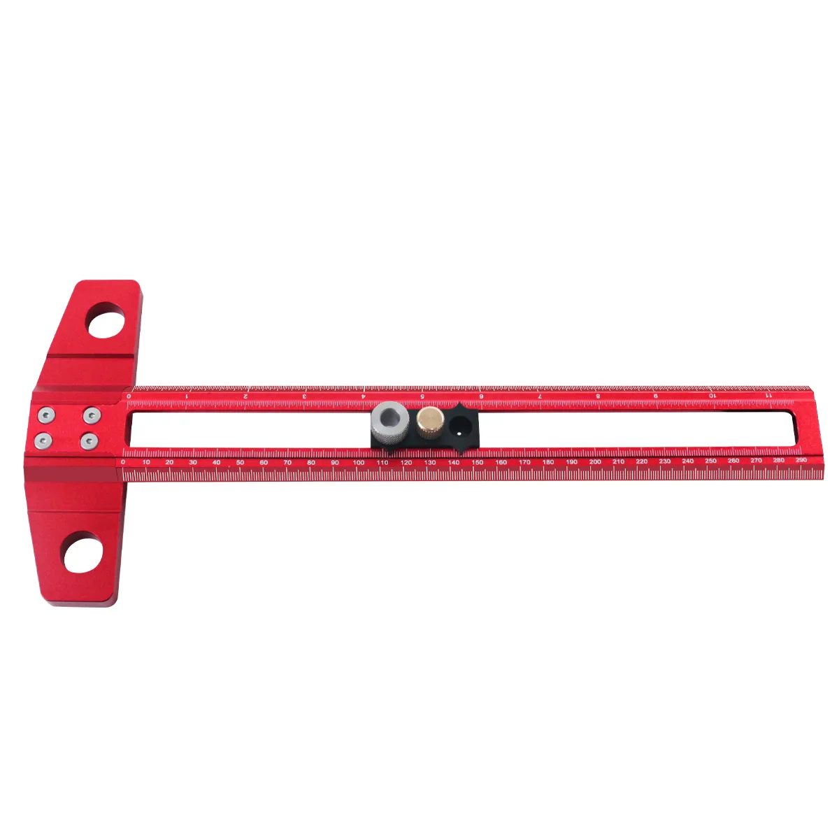 Holzbearbeitung, 2-in-1-Bohrung, Positionierung, Scoring-Lineal, Aluminium-Anreißer, Markierung, T-Quadrat-Dübellehre mit 6/8/10 mm Bohrhülse – Detail 13