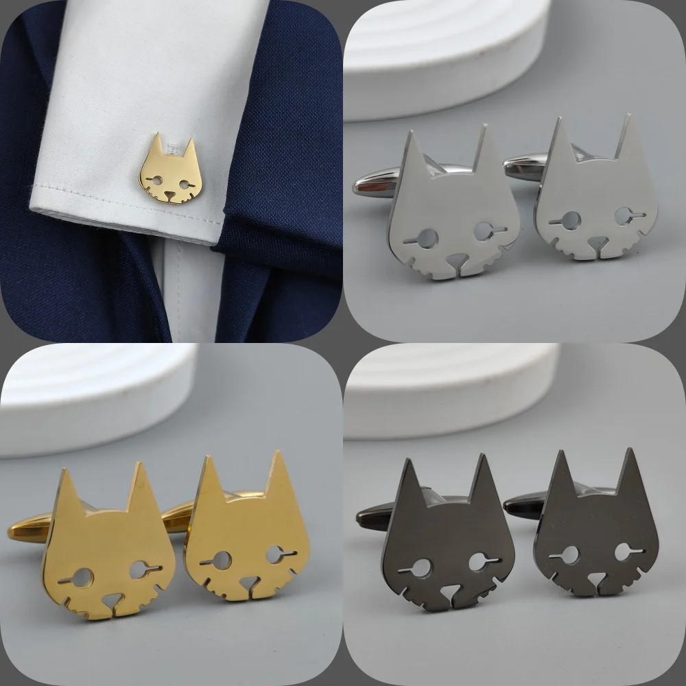 قميص أزرار أكمام رجالي مضحك على شكل وجه قطة، مطابقة عصرية، هدية عيد ميلاد عالية الجودة من الفولاذ المقاوم للصدأ، ملابس رسمية #1