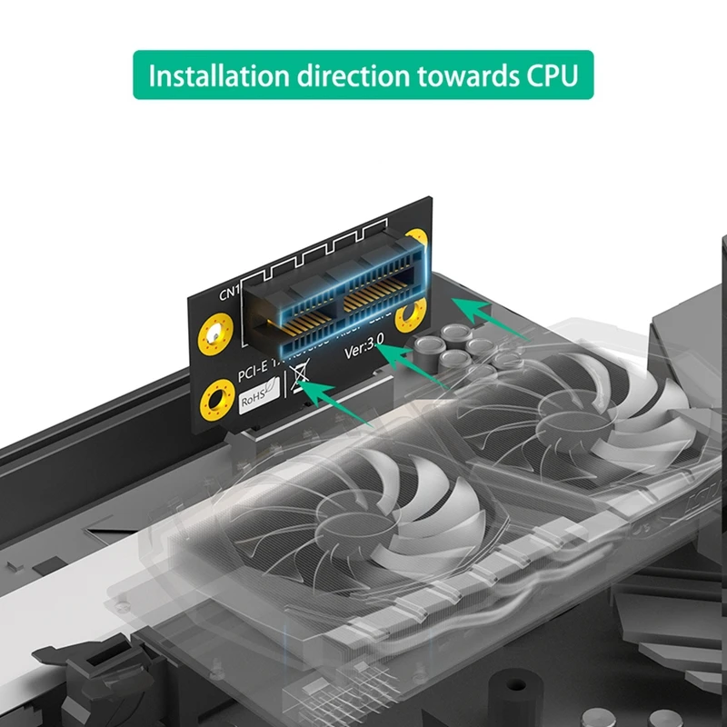 PCI-E 1X 3.0 90-stopniowa odwrócona karta męsko-żeńska do serwera 2U (kierunk w stronę instalacji CPU)