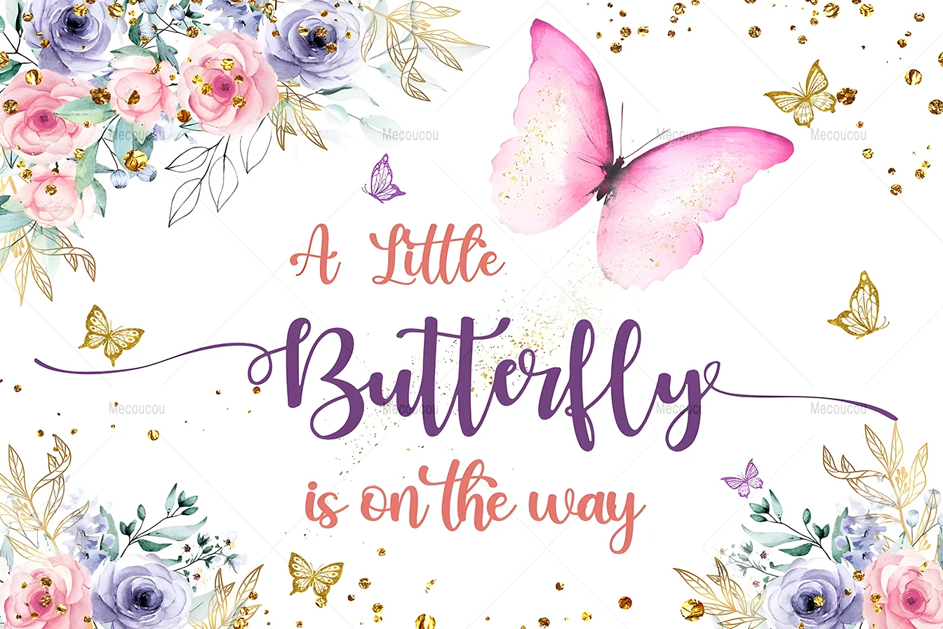 Dreamy Butterfly Child Birthday Party Banner Backdrop Custom Baby Room Birthday Photography Poster Decor Wall Props Background