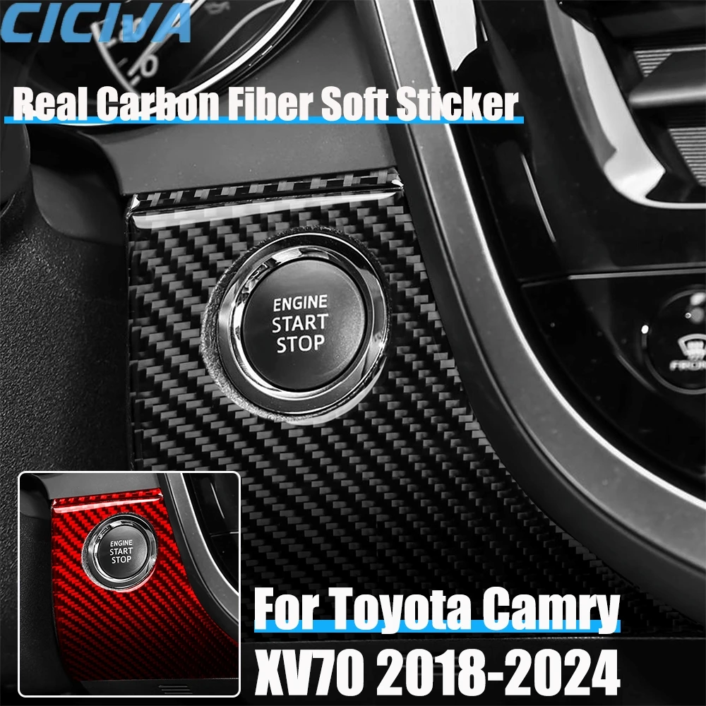 

Real Carbon Fiber Car Accessories Engine Start Panel Cover Soft Sticker For Toyota Camry XV70 2018 2019 2020 2021 2022 2023 2024