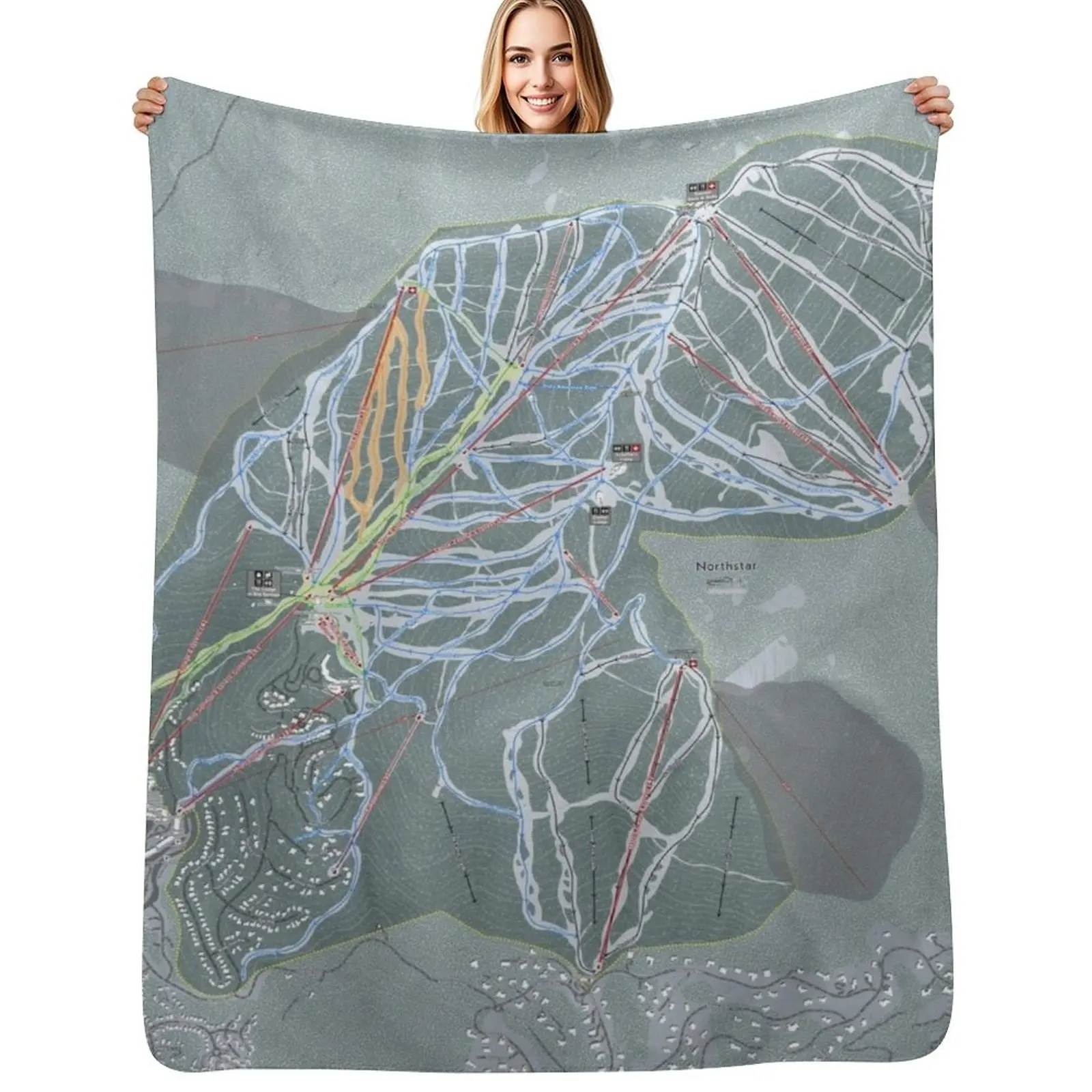 Northstar Resort Trail Map manta de diseño a cuadros mantas de regalo divertidas para bebé