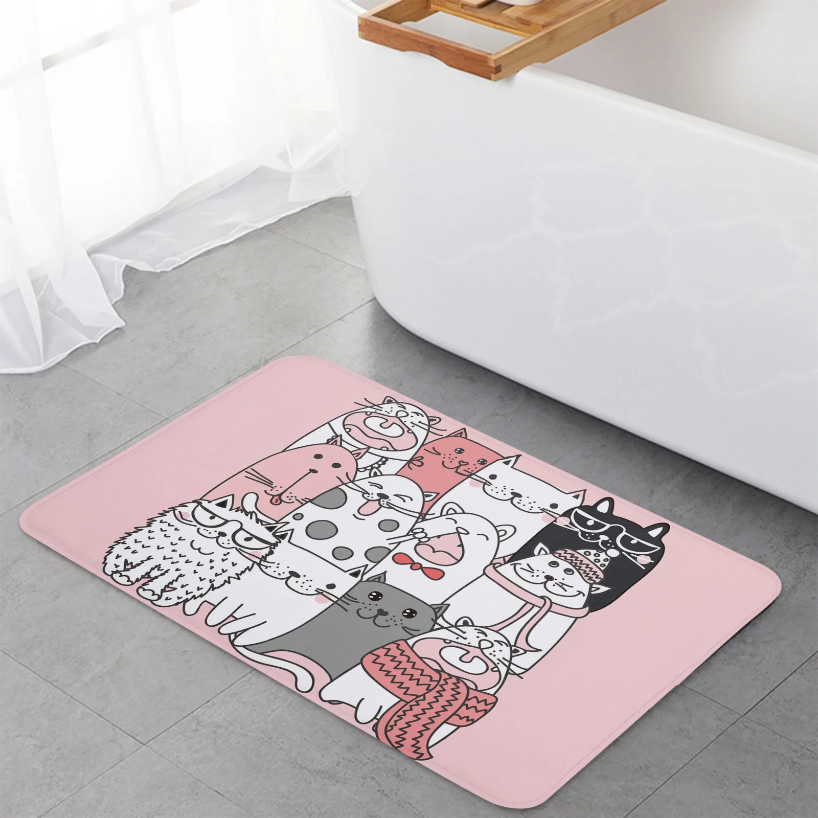 Cartoon Animal Cute Cats Floor Mat Entrance Door Mat Living Room Kitchen Rug Non-Slip Carpet Bathroom Doormat Home Decor