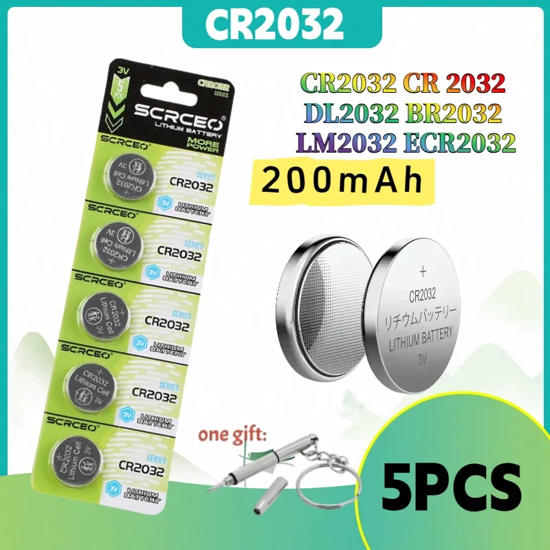 

5PCS High-Capacity CR2032 Lithium Button CR 2032 Battery Compatible with AirTag Key Calculators Coin Counters Watches Etc