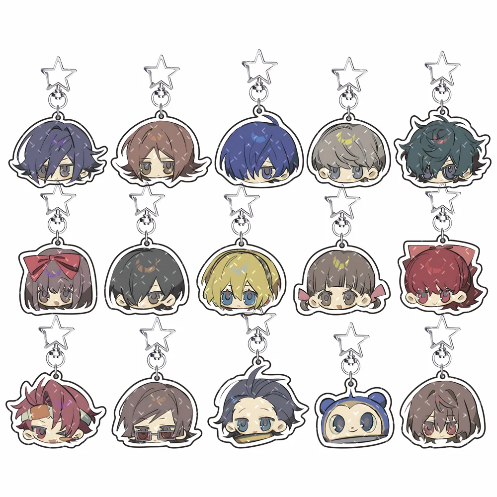 Persona 6cm Cute Head Chibi Acrylic Keychain Anime Star Clasp Bag Charm Keyring Collectible Pendant Decor Gift for Fans