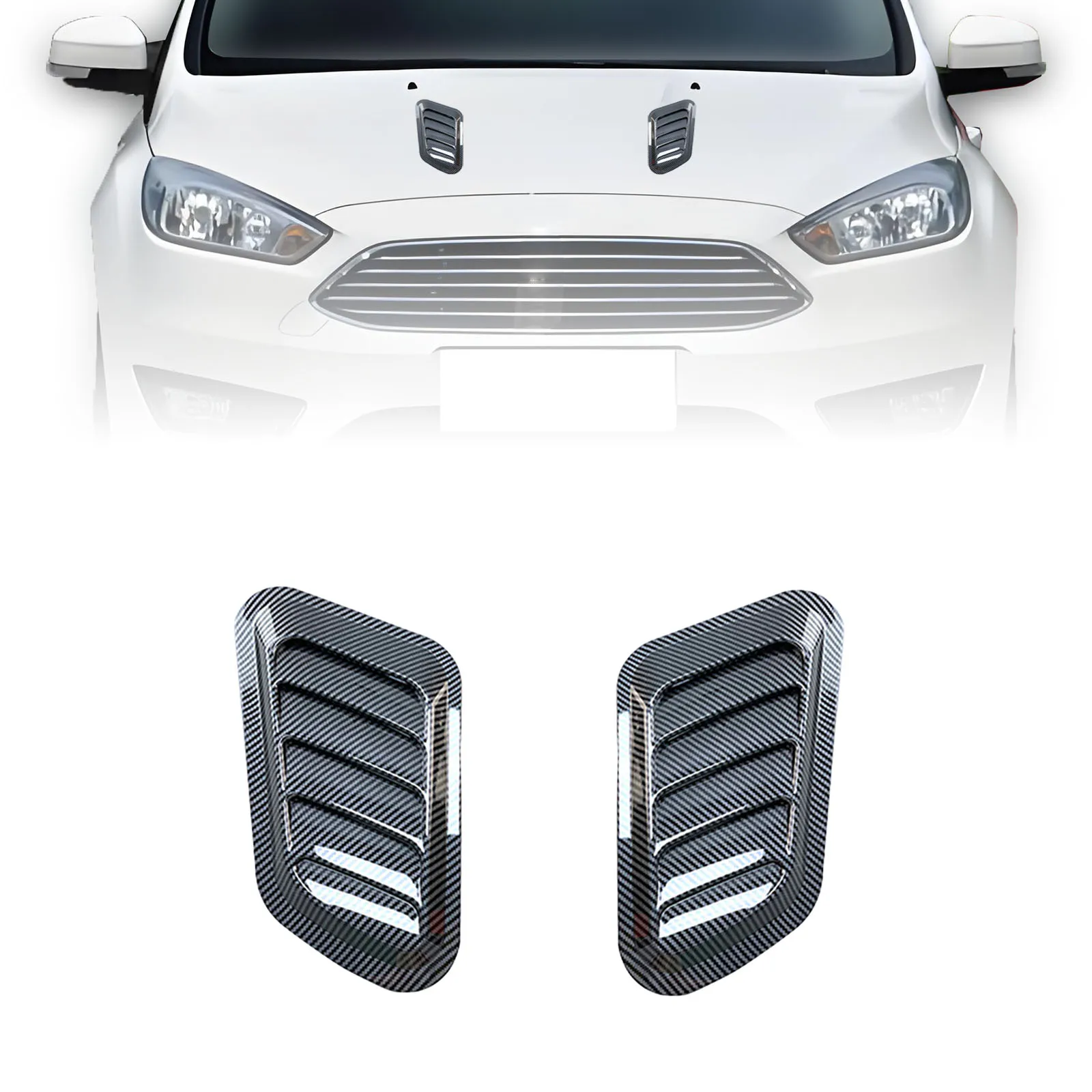 

2pcs Universal Carbon black Colors Decorative Car Hood Vent Cover Sticker Air Flow Intake Cell Styling