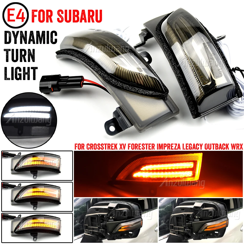 LED Dynamic Blinker Side Mirror Indicator Light For Subaru WRX STI Crosstrek Forester Outback Turn Signal Lamp Amber/White Smoke