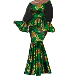 2pcs Flare Long Sleeve Skirt for Women Party Wedding Casual Date Dashiki African Women Top and Skirt Set African Clothes WY6160
