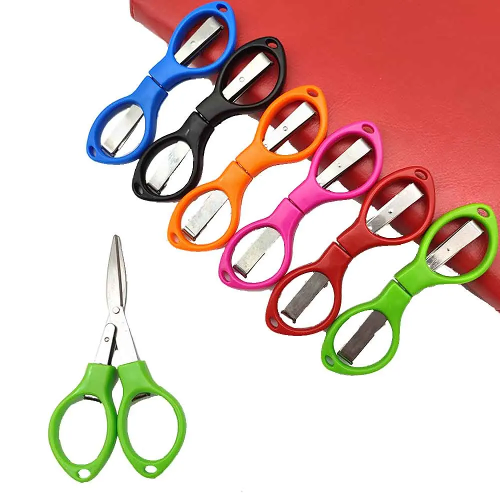 50PCS Fishing Line Cutter Folding Scissor Multifunction Scissors Plastic Handle Stainless Steel Tackle Tool Cutting Wire