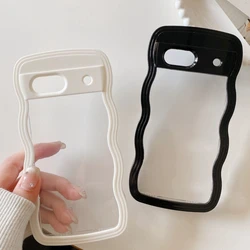 Luxury 2 in 1 Wavy Funda Phone Case For Google Pixel 8a Shockproof Silicone Bumper Transparent Clear Protect Back Cover Pixel 8A