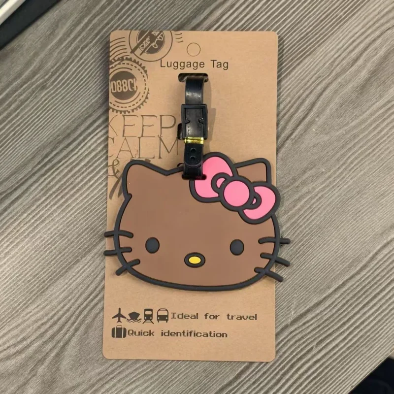 Tag Bagasi Koper Gadis Bergaya Kartun Lucu Hello Kitty Kulit Hitam Baru untuk Berenang dan Berselancar, Dekorasi Kreatif