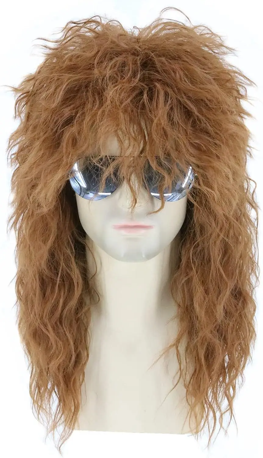 Мужской черный пушистый длинный вьющийся синтетический парик в стиле панк-рок для танцевального театра, диско-сцени