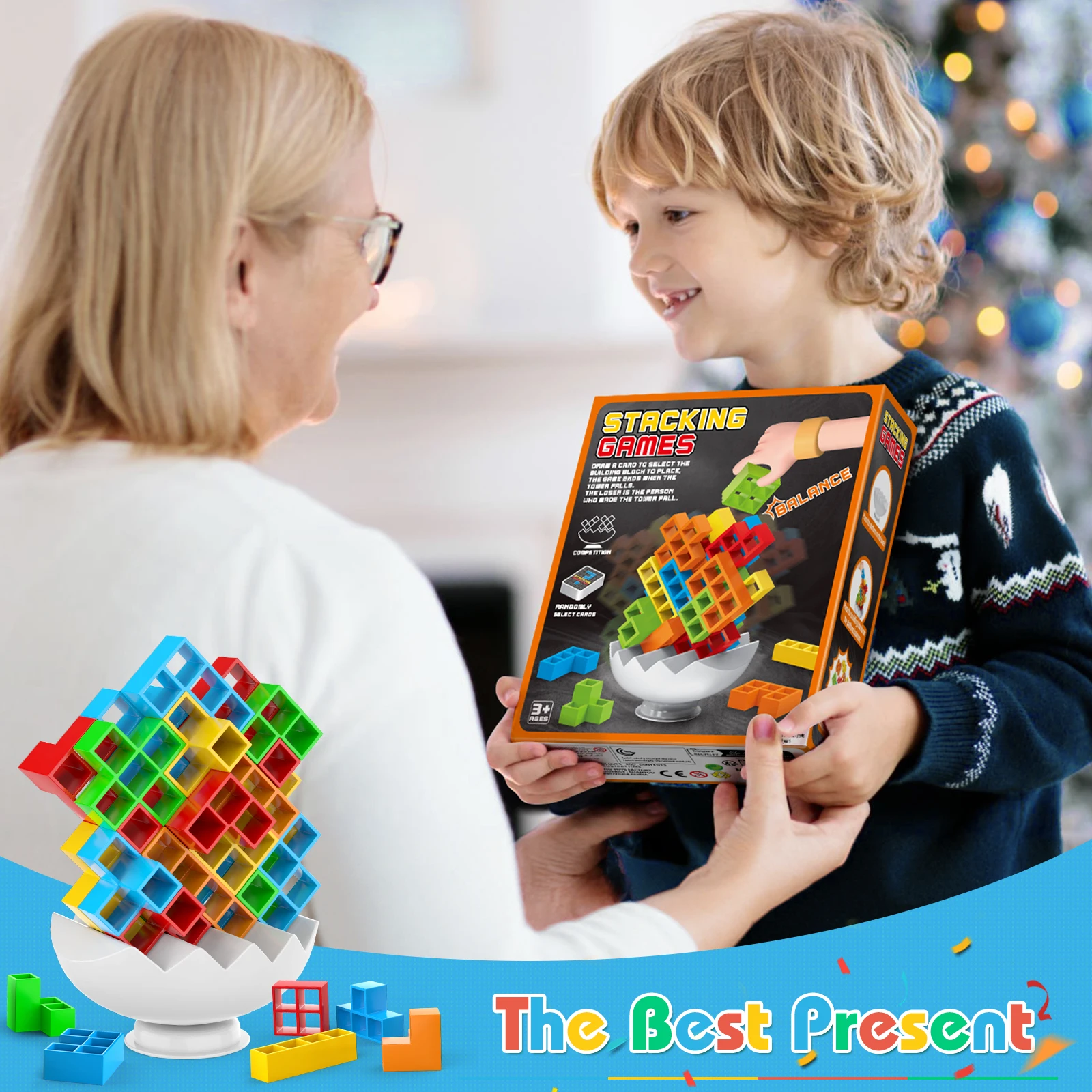 64-70 قطعة لعبة لوحية مكدسة للحفلات العائلية لعبة الدعامة اللبنات المنافسة للأطفال الكبار هدايا عيد الميلاد ألعاب سطح المكتب