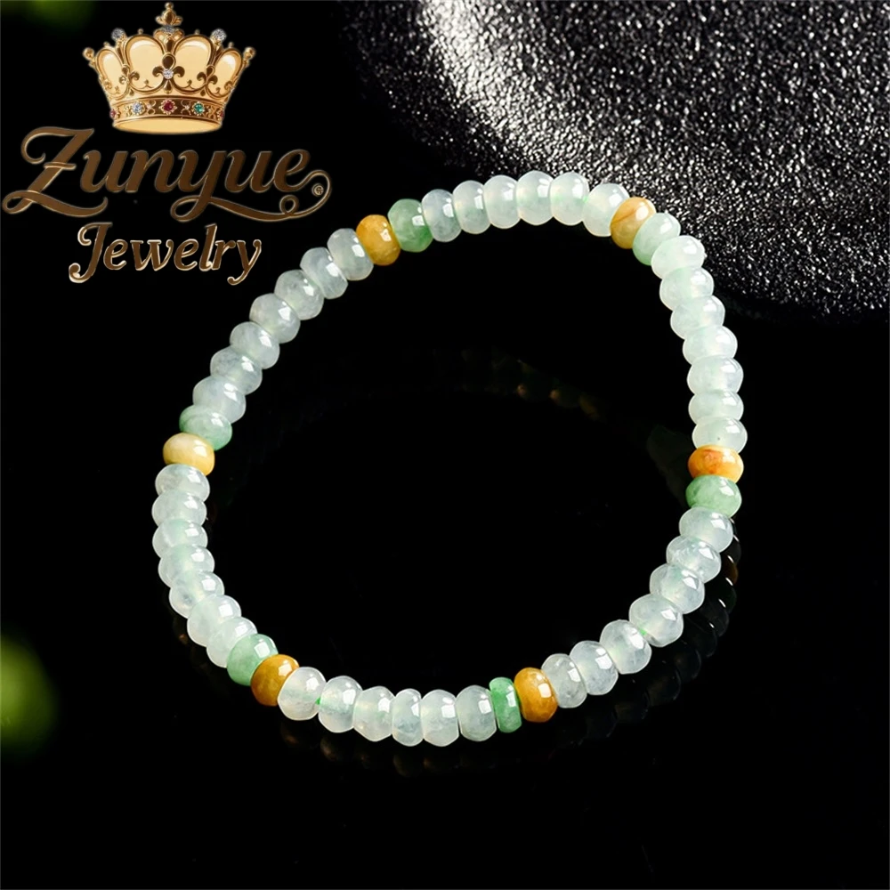 

Genuine Natural A-Grade Jadeite Abacus Bead Bracelet Glutinous Ice Type Jadeite Bead Bracelet For Women Exquisite Fine Jewelry