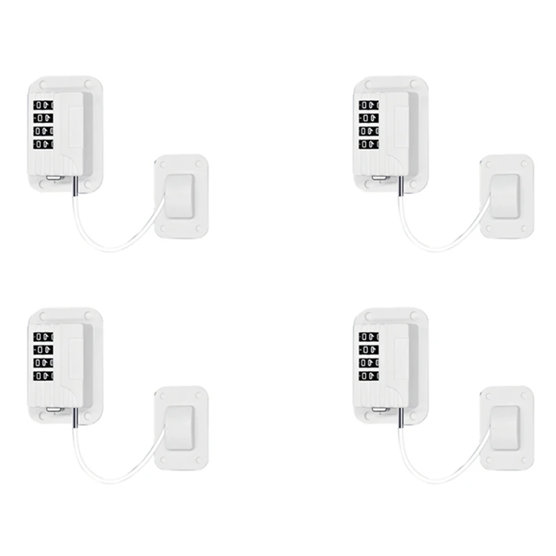 

4X Upgraded Password Window Lock Child Safety Lock Baby Protection Children Fridge Lock Door Cabinet Limiter Locks-White