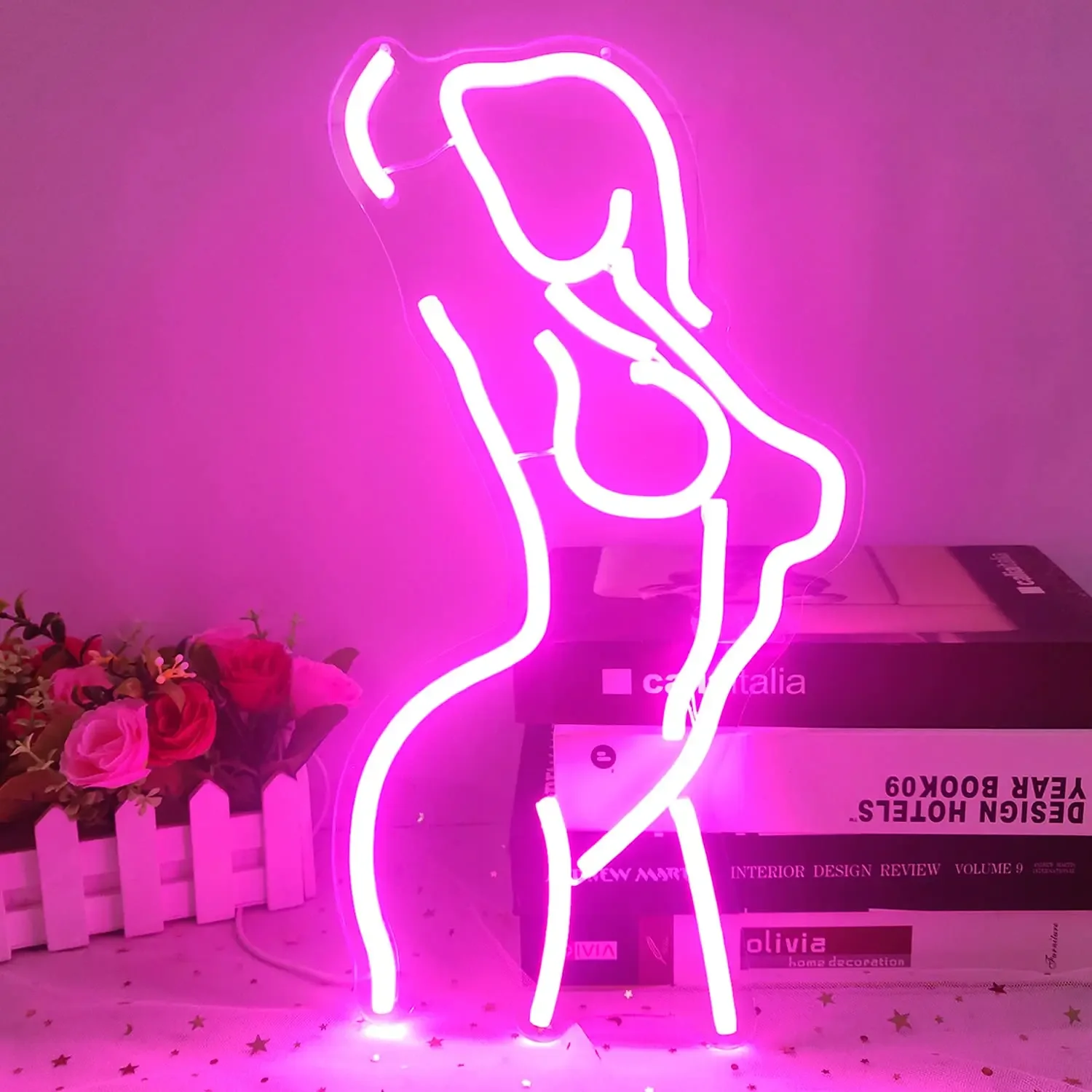 Imagem -04 - Vidro de Vinho Rosa Neon Sign Led Sexy Lady Neon Light Lâmpadas Usb Acrílicas Bar Party e Restaurante Loja