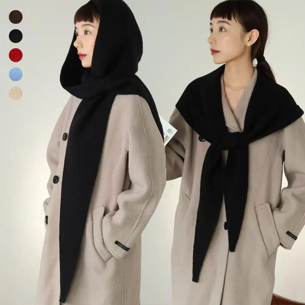 100% الصوف الكبير صوفي وشاح بيني القبعات الدافئة المعتاد هود بالاكلافا الشتاء قبعة يندبروف موضة النساء غطاء حماية الأذن