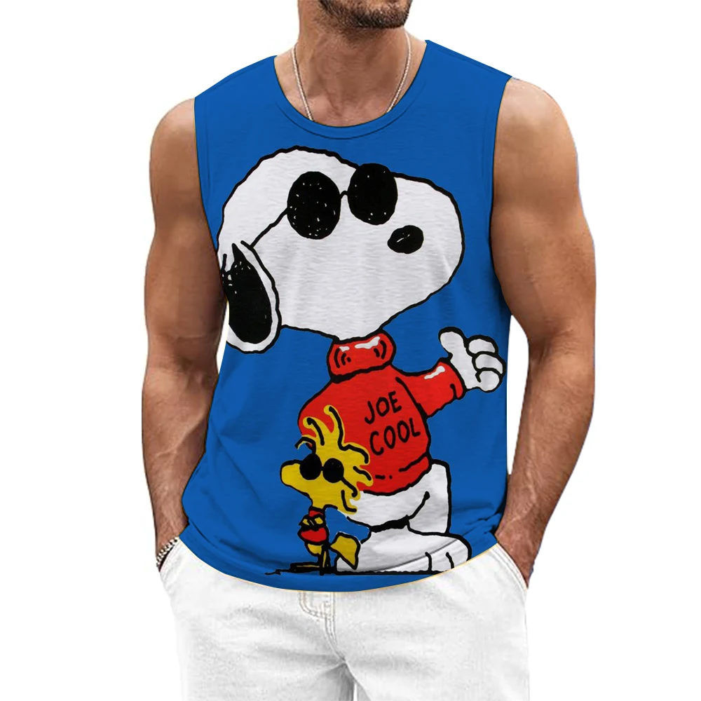 2025 جديد الصيف موضة الرجال تي شيرت بلا أكمام كلاسيكي سنوبي مضحك طباعة الرجال سترة المتطرفة الرياضة تصفح سترة